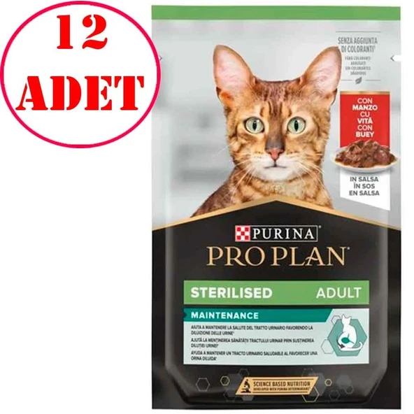 Pro Plan Sterilised Biftekli Pouch Kısır Kedi Konservesi 85 Gr 12 Ad ürün görseli 1