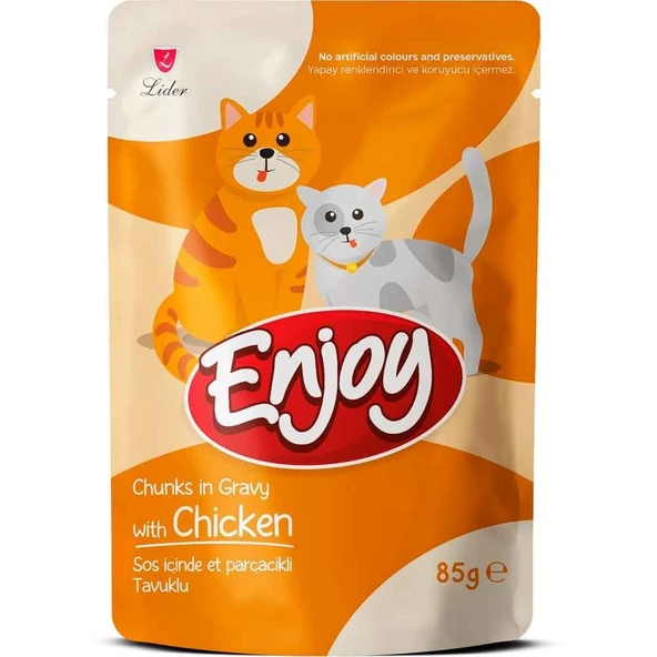 Enjoy Kedi Pouch Tavuklu Yaş Mama Sos İçinde Et Parçacıklı 85 Gr ürün görseli 1