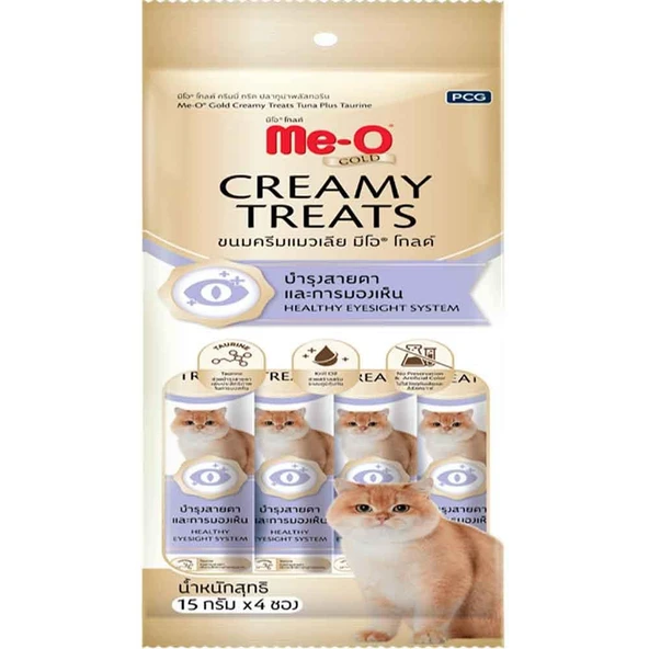 Me-O Gold Creamy Kedi Ödülü Ton Balığı ve Taurinli 15 Gr 4'lü Paket ürün görseli 1