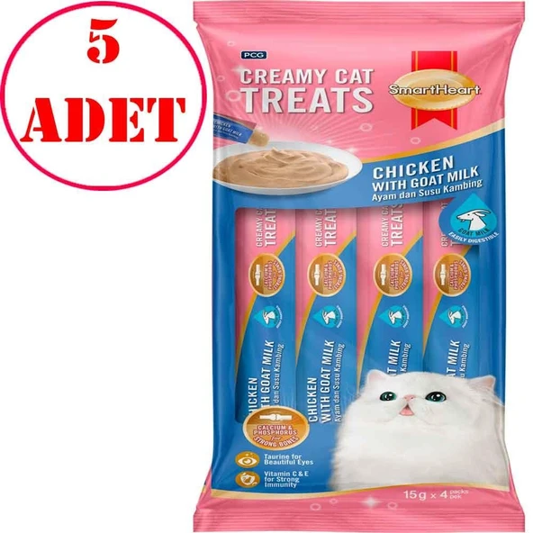 Smart Heart Kedi Ödülü Tavuklu Ve Keçi Sütlü Krema 4x15 Gr 5 AD ürün görseli 1