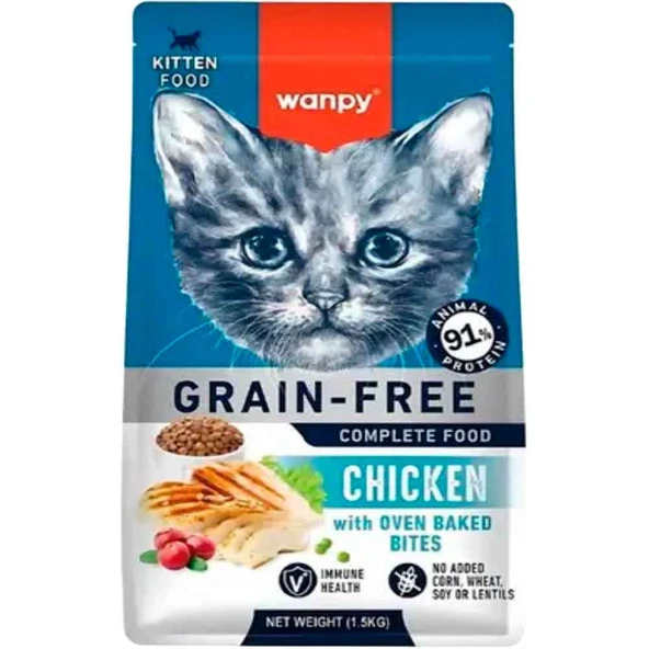 Wanpy Tahılsız Tavuklu Yavru Kedi Maması 1.5 Kg ürün görseli 1