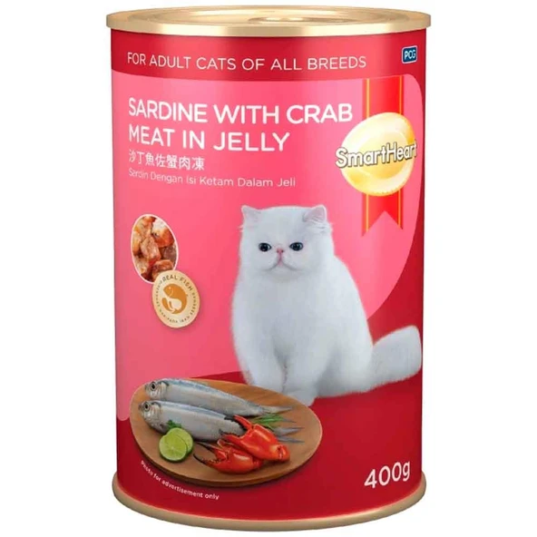 Smart Heart Kedi Konservesi Jöle İçinde Yengeç ve Sardalyalı 400 Gr ürün görseli 1