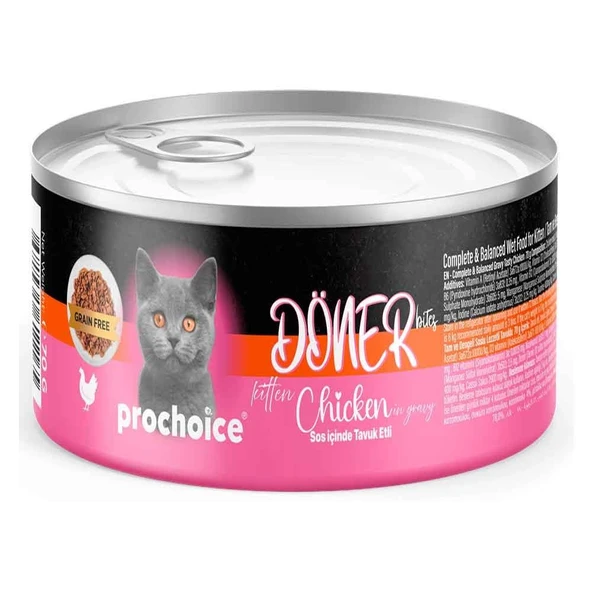 ProChoice Yavru Kedi Konservesi Döner Bites Sos İçinde Tavuklu 70 Gr ürün görseli 1