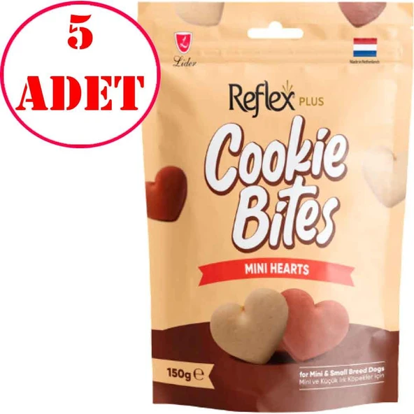 Reflex Plus Cookie Bites Mini Hearts Küçük Irk Köpek Ödül Maması 150 Gr 5 AD ürün görseli 1