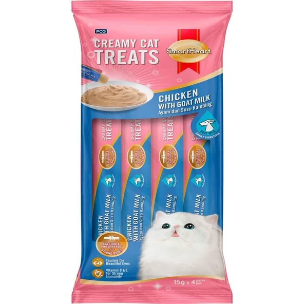 Smart Heart Kedi Ödülü Tavuklu Ve Keçi Sütlü Krema 4x15 Gr ürün görseli 1