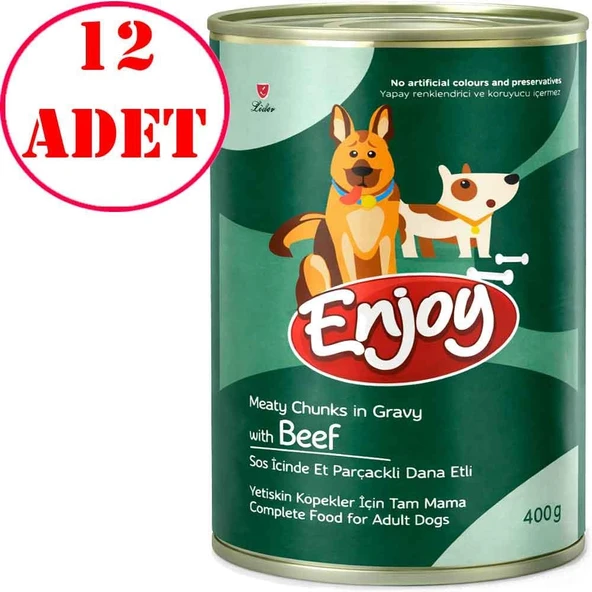 Enjoy Biftekli Köpek Konservesi Sos İçinde Et Parçacıklı 400 Gr 12 AD ürün görseli 1