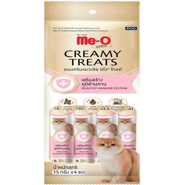 Me-O Gold Creamy Kedi Ödülü Ton Balığı ve Turna Yemişi 15 Gr 4'lü Paket ürün görseli 1
