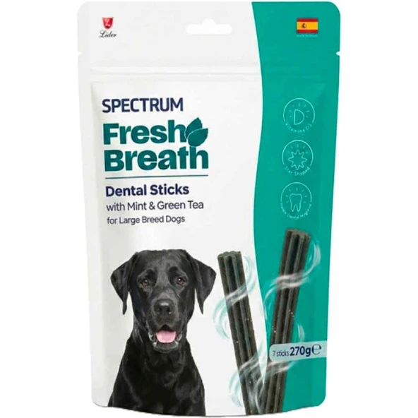 Spectrum Fresh Breath Dental Sticks Naneli ve Yeşil Çaylı Büyük Irk Köpek Ödül Maması 270 Gr (7'li) ürün görseli 1