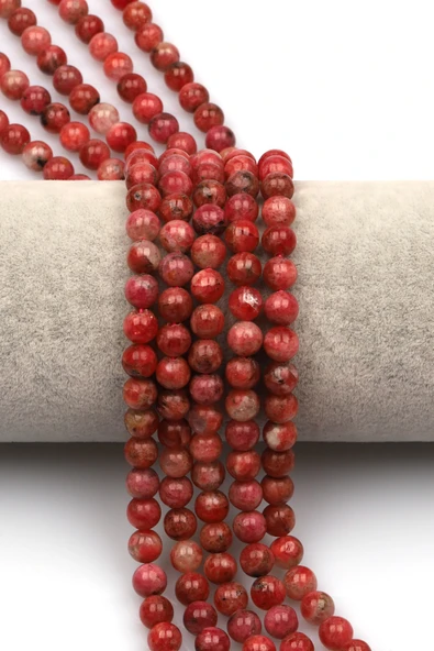 Rodonit (A Kalite) Doğal Taş Dizi 6 mm Küre Kesim - DZ-1010 ürün görseli 1