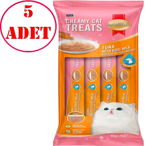 Smar Heart Kedi Ödülü Tonlu Ve Keçi Sütlü Krema 4x15 Gr 5 AD ürün görseli 1