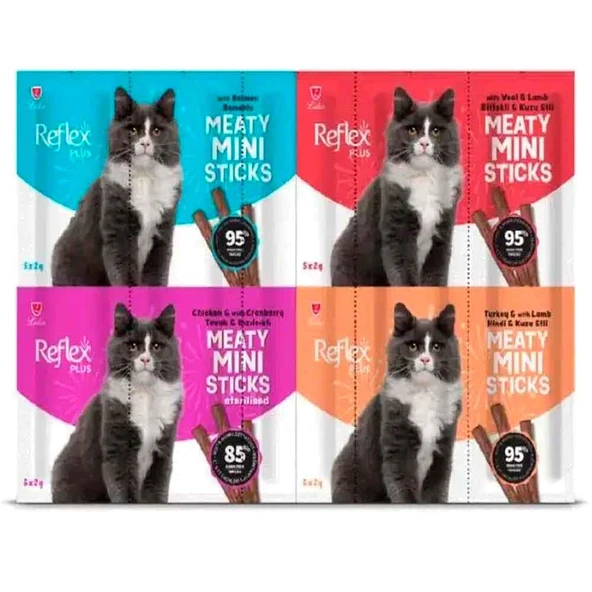 Reflex Somonlu Kuzu Etli Biftekli Tavuklu Mini Kedi Ödül Çubuğu 40 Gr (20'li) ürün görseli 1