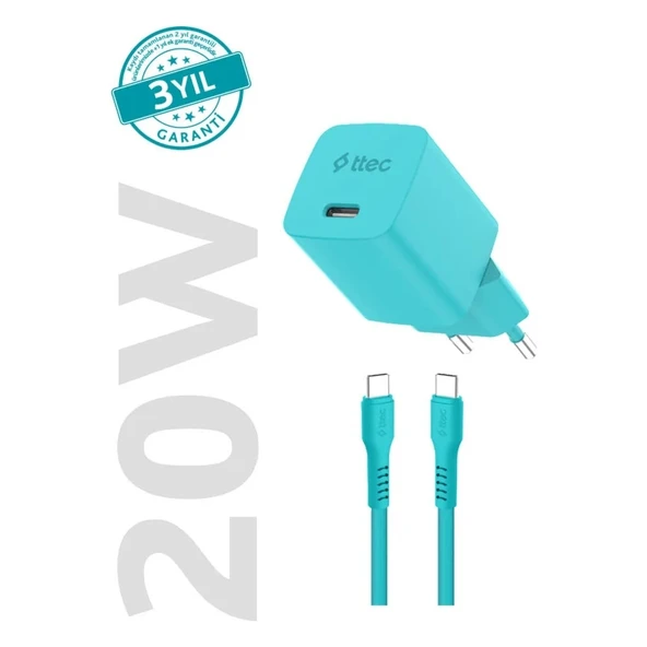 Ttec SmartCharger GAN 20W PD Seyahat Hızlı Şarj Aleti + USB-C - 2SCG20CNM ürün görseli 1