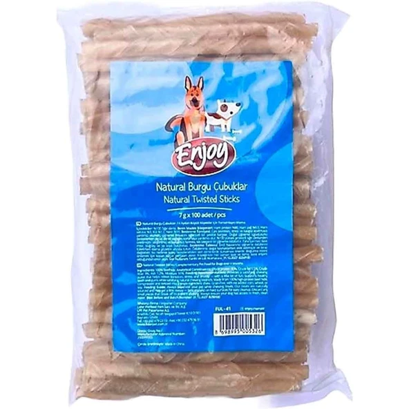 Enjoy Köpek Ödül Çubukları Naturel Burgu Kemik 5-7 Gr 100'lü ürün görseli 1