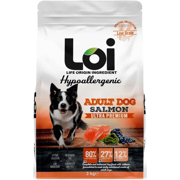 Loi Hipoalerjenik Somonlu Yetişkin Köpek Maması 3 Kg ürün görseli 1