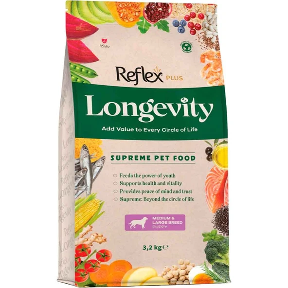 Reflex Plus Longevity Hipoalerjenik Orta ve Büyük Irk Yavru Köpek Maması 3,2 Kg ürün görseli 1