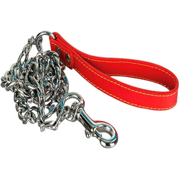 Orijin Pet Köpekler İçin Deri Saplı Zincir Gezdirme Tasması 120 Cm x 3 mm ürün görseli 1
