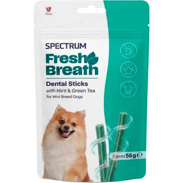Spectrum Mini Irk Köpek Ödülü Fresh Breath Dental Sticks Naneli ve Yeşil Çaylı 56 Gr (7'li) ürün görseli 1