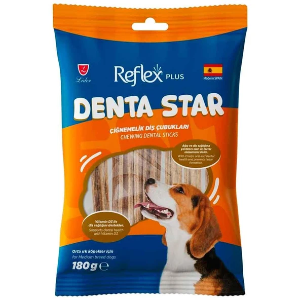 Reflex Plus Denta Star Diş Sağlığı Destekleyici Orta Irk Köpek Ödül Maması 180 Gr ürün görseli 1