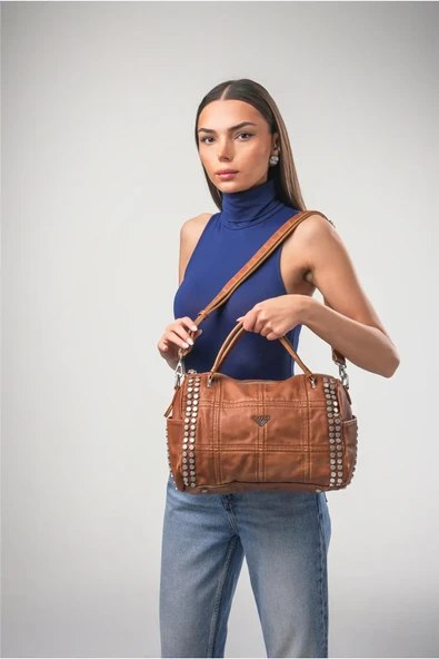ÇÇS Kadın Çapraz Askılı El Çantası Günlük Şık Kullanım Hafif Modern Tasarım Camel 18068 ürün görseli 1