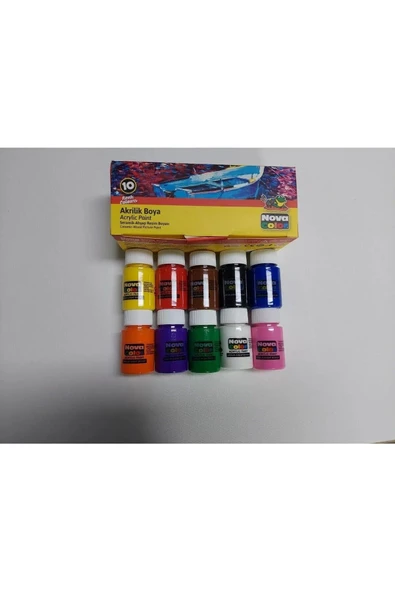 NOVA COLOR AKRİLİK BOYA ŞİŞE 10 LU TAKIM NC-2002 ürün görseli 1