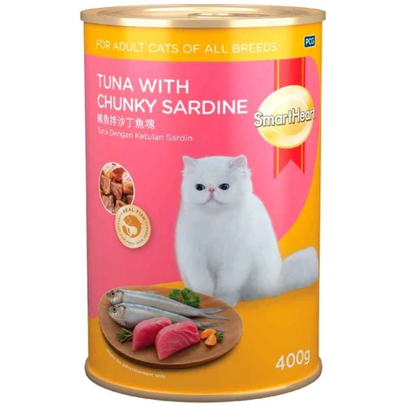 Smart Heart Kedi Konservesi Sardalya ve Ton Balıklı 400 Gr ürün görseli 1