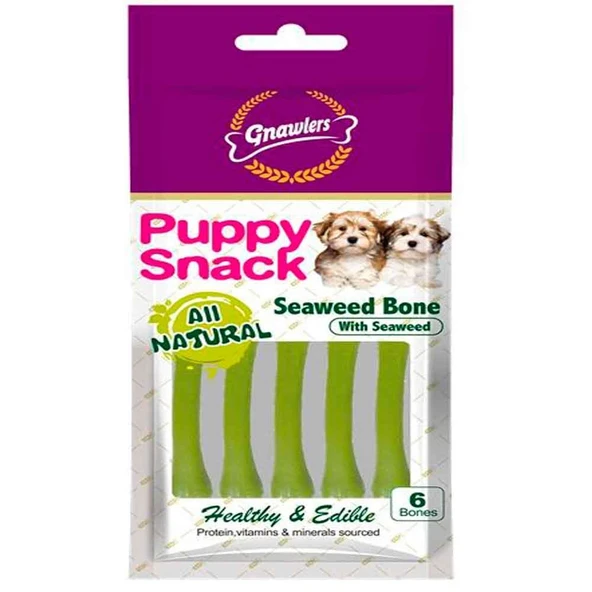 Gnawlers Yavru Köpek Ödülü Seaweed Bone 6'lı Paket ürün görseli 1