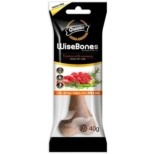 Gnawlers Wise Bones Geyik Etli ve Biberiyeli Köpek Ödül Kemiği 40 Gr ürün görseli 1