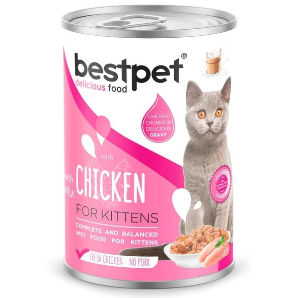 Best Pet Yavru Kedi Konservesi Tavuklu ve Sütlü 400 Gr ürün görseli 1