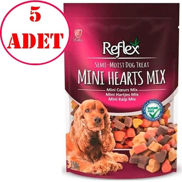 Reflex Karışık Renkli Mini Kalpli Yumuşak Köpek Ödülü 150 Gr 5 Adet ürün görseli 1