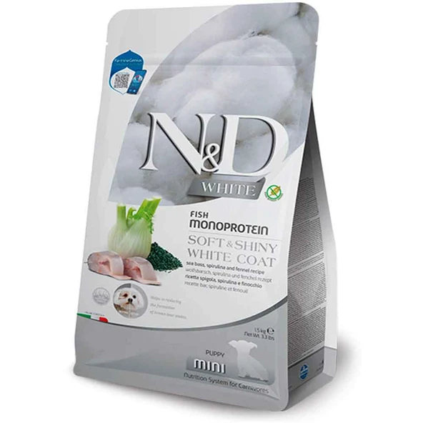 ND White Yavru Köpek Maması Balıklı Spirulinalı Mini 1,5 Kg ürün görseli 1