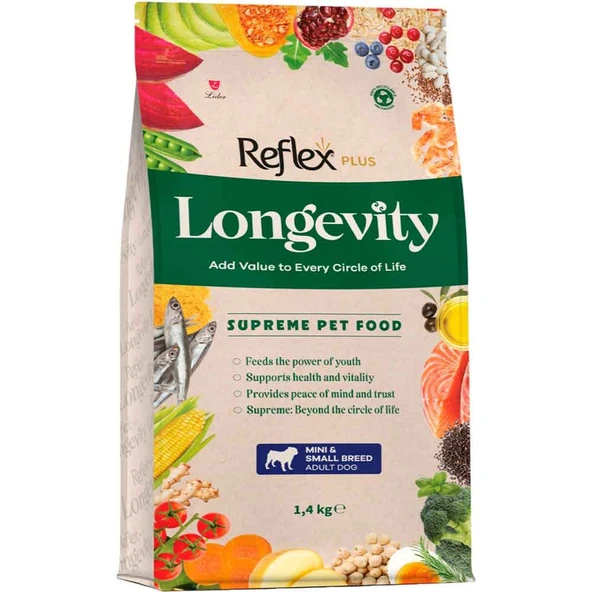 Reflex Plus Longevity Hipoalerjenik Mini ve Küçük Irk Yetişkin Köpek Maması 1,4 Kg ürün görseli 1