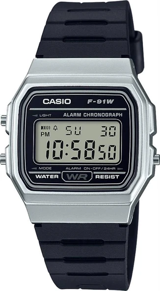 CASIO F-91WM-7ADF ASKER SAATİ SİYAH SİLİKON KORDON DİJİTAL ERKEK KOL SAATİ ürün görseli 1