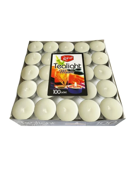 Roll-Up Tealight 8 Gr. Beyaz Kokusuz Mum - 100 Adetlik Paket ürün görseli 1