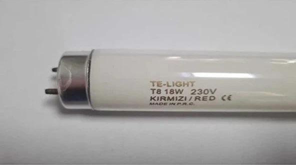 TE-LIGHT 18W RED Kırmızı T8 G13 Floresan Ampul - 19 ADET ürün görseli 1