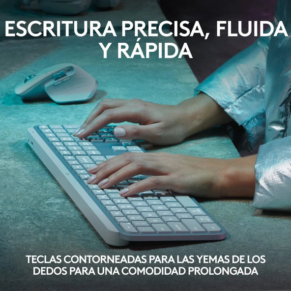 Logitech MX Keys S - Açık Gri, İspanyolca QWERTY düzeni - Resim 2