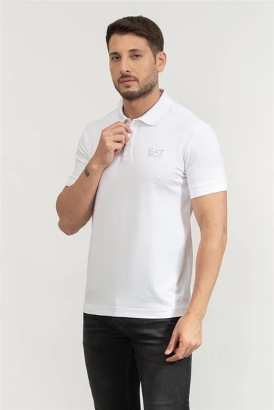 EA7 Polo Yaka Beyaz T-Shirt - Resim 2