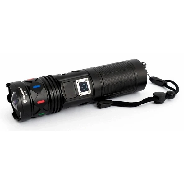 Bedotech Bd-5 30w Tg Led Alüminyum Alaşımlı Zoomlu Type-c Dijital Göstergeli Şarjlı El Feneri ürün görseli 1