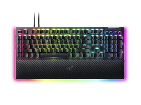 Razer BlackWidow V4 Pro (Yeşil Anahtar) - Mekanik Oyun Klavyesi (Tıklamalı Mekanik Anahtarlar, Komut Tekerleği ve 8 Makro Tuş, Çok Fonksiyonlu Silindir, Bilek Desteği) QWERTY ABD Düzeni | Siyah ürün görseli 1