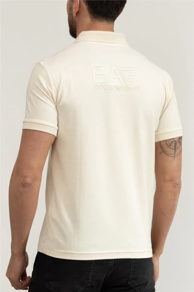 EA7 Polo Yaka Krem T-Shirt - Resim 3