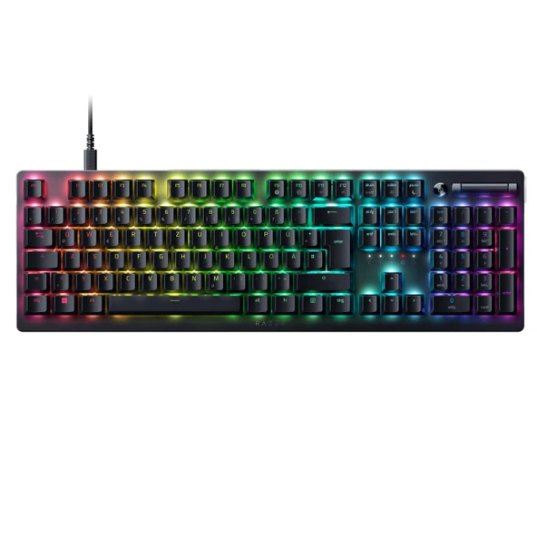 Razer DeathStalker V2 (Kırmızı Anahtar) - Optik Düşük Profilli Oyun Klavyesi (Doğrusal Optik Anahtarlar, HyperSpeed ​​​​Kablosuz, USB-C, Lazerle Kazınmış Tuş Başlıkları) QWERTZ DE Düzeni | Siyah ürün görseli 1