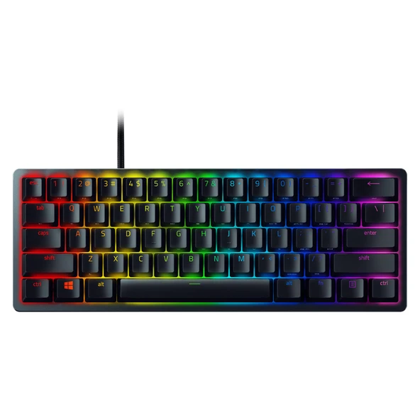 Razer Huntsman Mini (Kırmızı Anahtar) - Kompakt %60 Oyun Klavyesi (Doğrusal Optik Anahtarlar, Doubleshot PBT Tuş Başlıkları, Çıkarılabilir USB-C Kablosu) QWERTY ABD Düzeni | Siyah ürün görseli 1