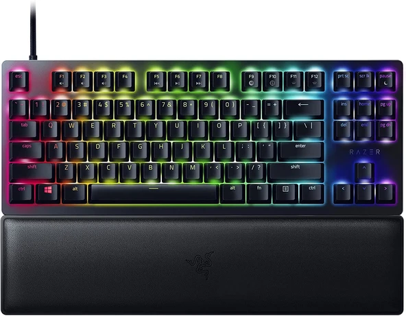 Razer Huntsman V2 Tenkeyless (Kırmızı Anahtar) - Sayısal tuş takımı olmayan optik oyun klavyesi (Doğrusal Optik Anahtarlar, Doubleshot PBT klavye tuşları, bilek desteği) QWERTY ABD düzeni | Siyah ürün görseli 1