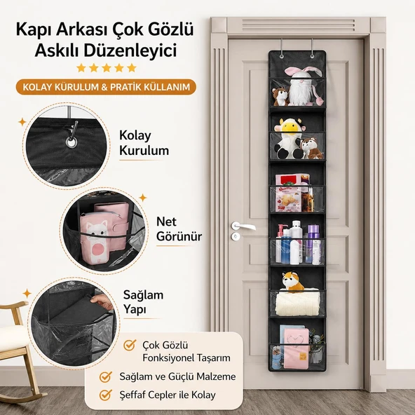 PTTAVM: Valkyrie Kapı Arkası Organizer 6 Gözlü Askılı Dolap