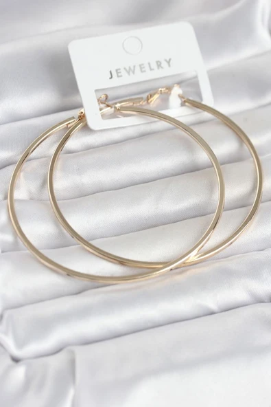 Gold Renk Pirinç Köşeli Kenar Halka 72 mm Kadın Küpe - TJ-BKP11769 ürün görseli 1