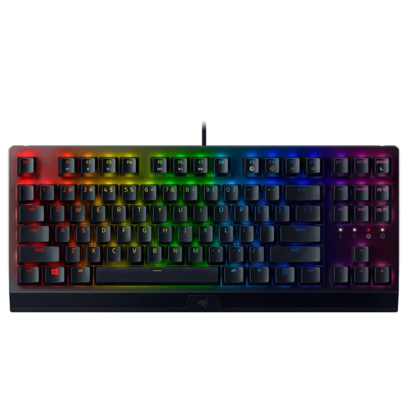 Razer BlackWidow V3 Tenkeyless (Yeşil Anahtar) - Sayısal tuş takımı olmayan mekanik oyun klavyesi (tıklanabilir mekanik anahtarlar, kompakt, tamamen programlanabilir tuşlar) QWERTY ABD düzeni | Siyah ürün görseli 1