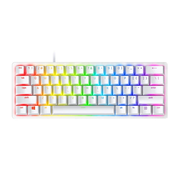 Razer Huntsman Mini (Kırmızı Anahtar) - Kompakt %60 Oyun Klavyesi (Doğrusal Optik Anahtarlar, Doubleshot PBT Tuş Başlıkları, Çıkarılabilir USB-C Kablosu) QWERTY ABD Düzeni | Cıva Beyazı ürün görseli 1
