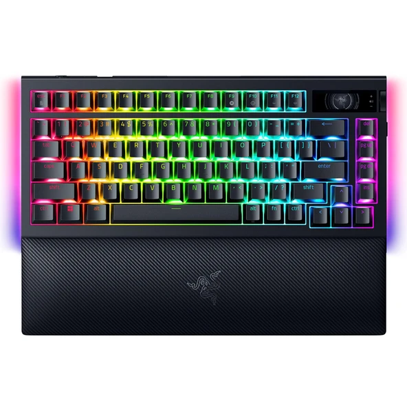 Razer BlackWidow V4 Pro 75% - Kablosuz Hotswap Oyun Klavyesi - OLED Ekran (Kumanda Kadranı, Bağlantı 4K Hz ve Bluetooth, Snap Tap, Manyetik Bilek Desteği) QWERTY ABD Düzeni | Siyah ürün görseli 1