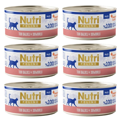 Nutri Feline Adult Pate 70Gr Ton Balıklı & Somonlu  6 Adet Yaş Yetişkin Kedi Maması ürün görseli 1