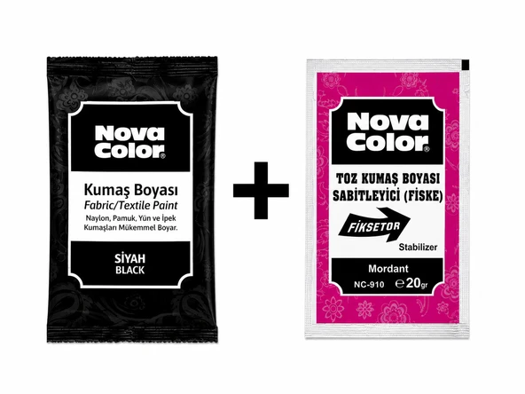 NOVA COLOR SİYAH KUMAŞ BOYASI + SABİTLEYİCİ ürün görseli 1