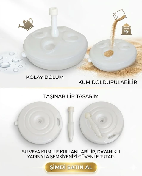 Şemsiye Bidonu | Gölgelik Bidonu Beyaz Renkli | 20 LT Hacimli ürün görseli 1